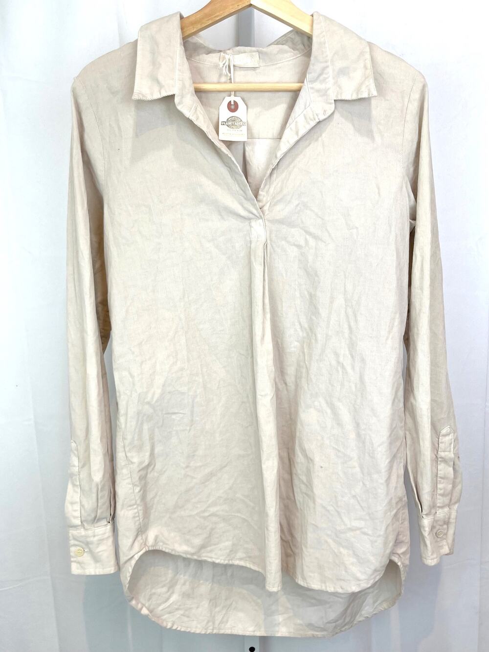 NWT CP SHADES  Pascal Terry Cord Tunic Top Sz XS V Neck Long Sleeve Cotton Oat